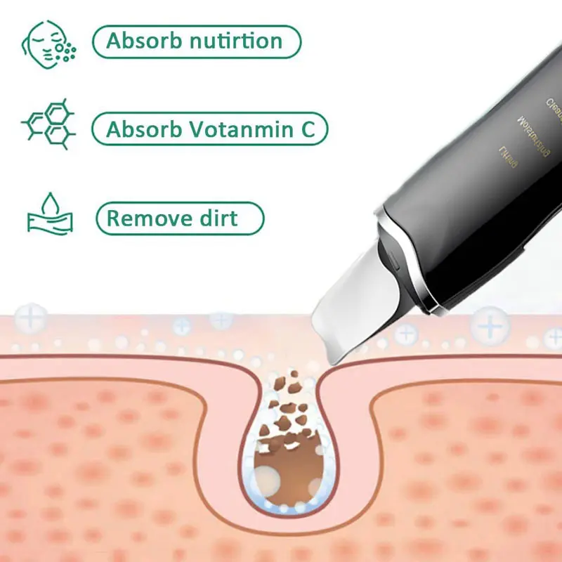 Limpador ultrassônico, purificador facial, massageador iônico ems para peeling facial, microcorrentes de levantamento para espátula de cuidados com a pele