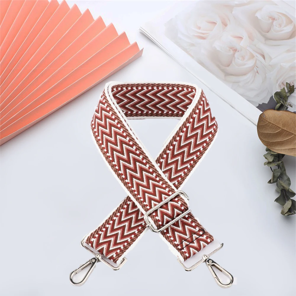 5cm Widening Bag Strap Jacquard Woven Style Colourful Pattern Replacement Adjustable New Crossbody Accessories Nylon Bag Strap