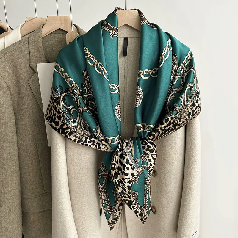 100% Large Kerchief Fashion Leopard-Print Chain Pattern Elegant Scarf Western Style All-Matching Women's