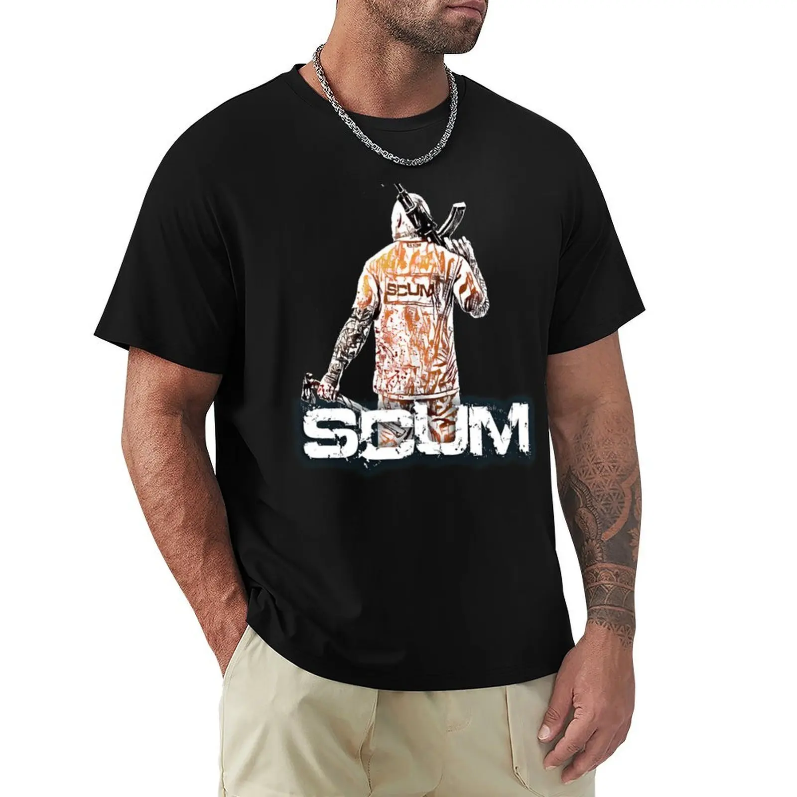 SCUM Game Essential T-Shirt Basic Solid Tee for Daily Use