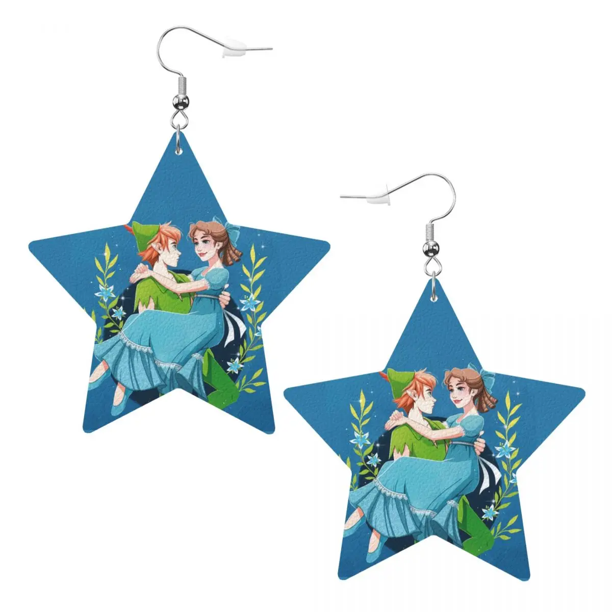 

Custom Drop Dangle Earrings Peter Pan And Wendy Leather Teardrop Earrings PVC Leather for Gifts Dainty Jewelry