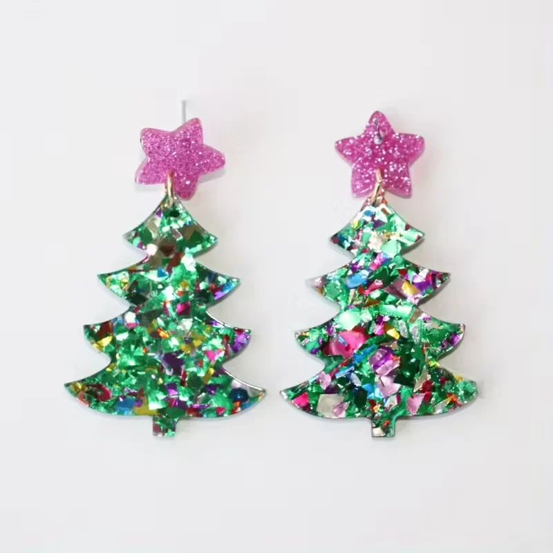 1 paire de boucles d'oreilles vintage en forme d'arbre de noël, bijoux de vacances pour femmes, cadeau pour noël, fêtes, tous les jours