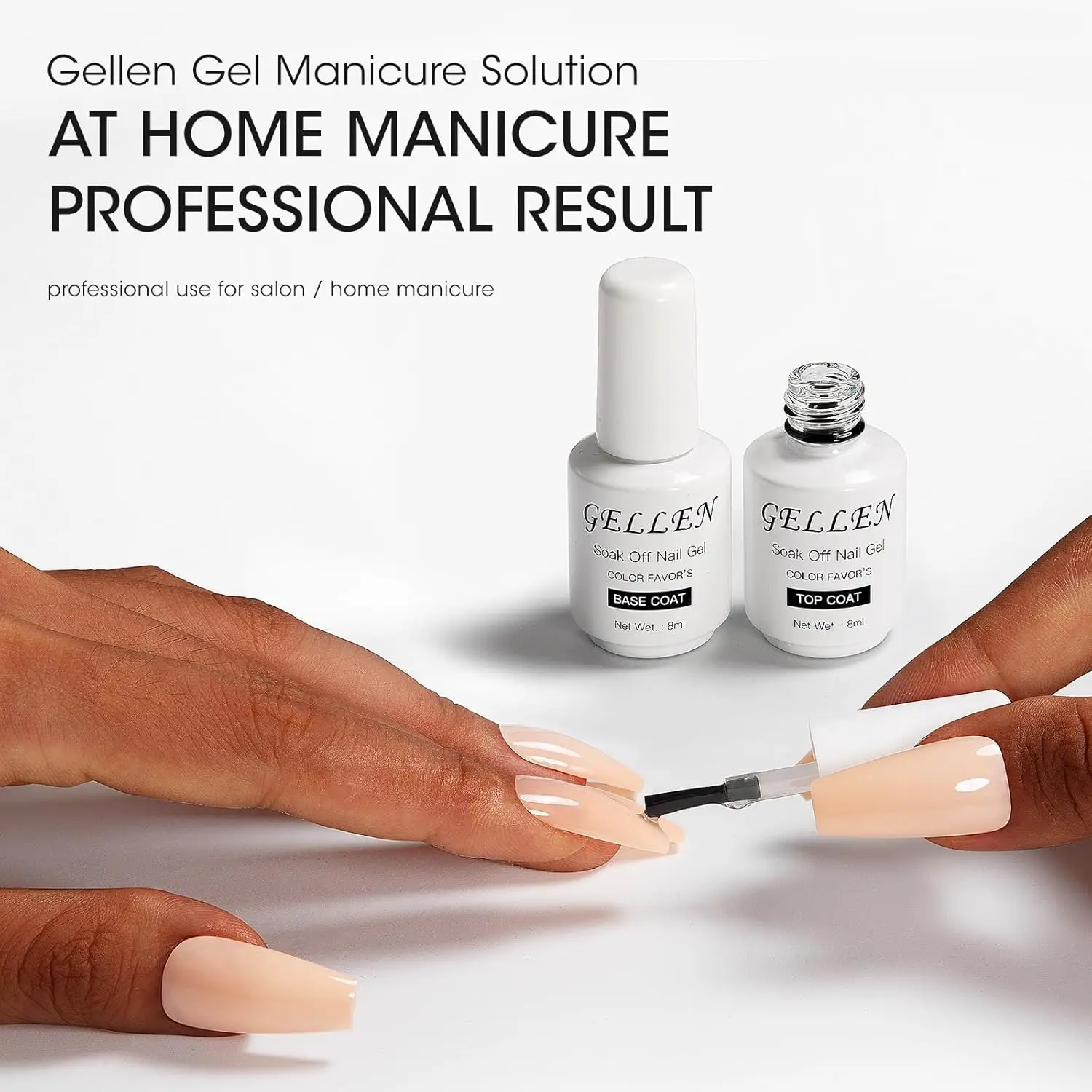 Gellen Base couche de finition 2 pièces ensemble 8ml sans lingette tremper clair longue durée Gel vernis à ongles pour LED UV lampe manucure