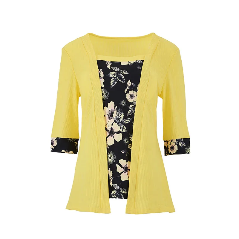 T-shirt da donna stampata a maniche corte in due pezzi con abbigliamento da donna europeo americano nuovo estivo