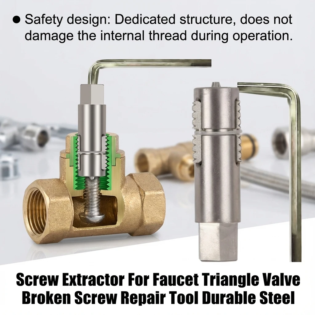 Broken Screw Extractor Tool Durable Steel For Faucet Angle Valve Repair Quick Removal Without Damaging Internal Threads Home Use