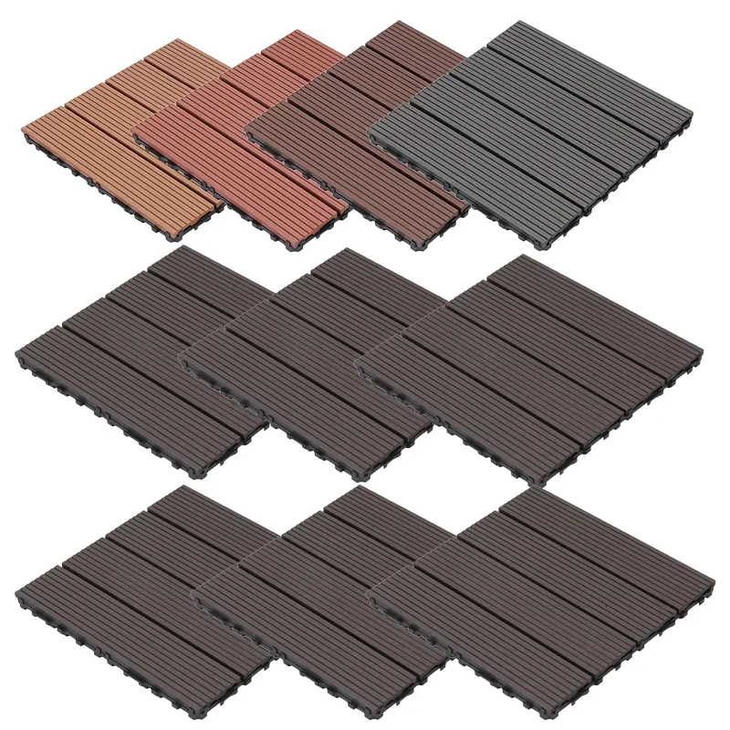 Anticorrosive Ecological Diy Wood-plastic Flooring Waterproof Interlocking Composite Decking for Outdoor Garden Balcony Terrace