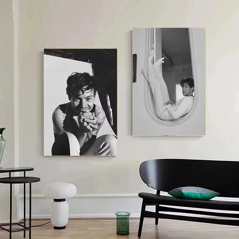 

Знаменитая поп-певица Harris_Styles, черно-белые винтажные постеры, холст, живопись, принты, настенная художественная картина для бара, кафе, декор комнаты