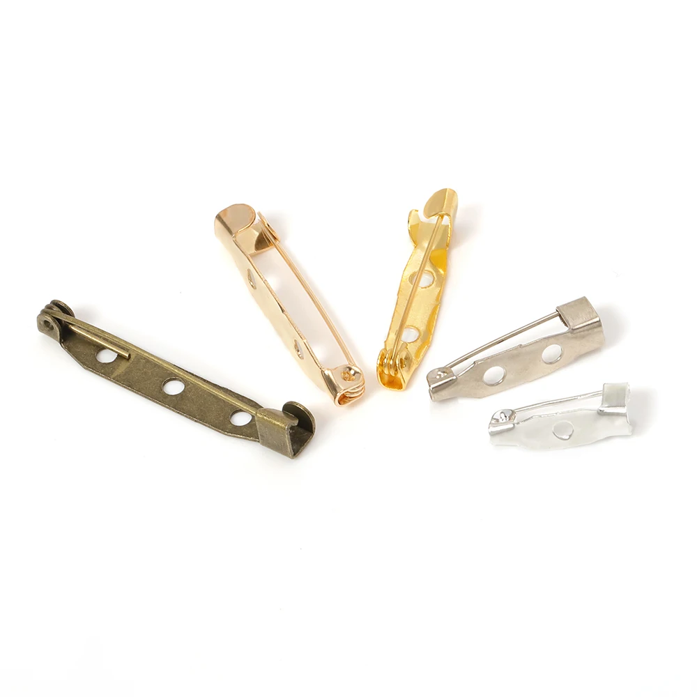50 stücke 15-40mm Brosche Clip Basis Pins Silber/Gold Farbe Blank Safe Lock Brosche Pin Basis abzeichen Halter Für DIY Schmuck Machen – Detail 4