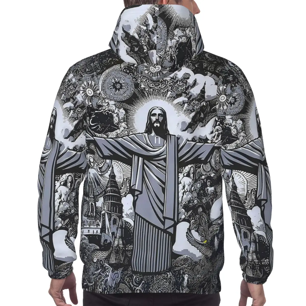 Brazil Special Edition Jesus Football Jersey Hoodies With Pocket Stylish Brazil Redeemer Jesus Soccer Long Sleeve Sweatshirts