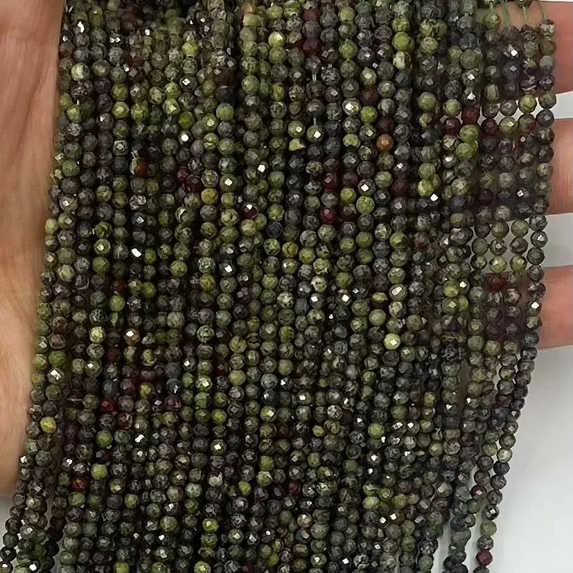 Natural Dragon Blood Stone Facted Round Shape Beads 38cm Women Fashion Jewelry DIY Bracelet Necklace Accessories Crystal Charm