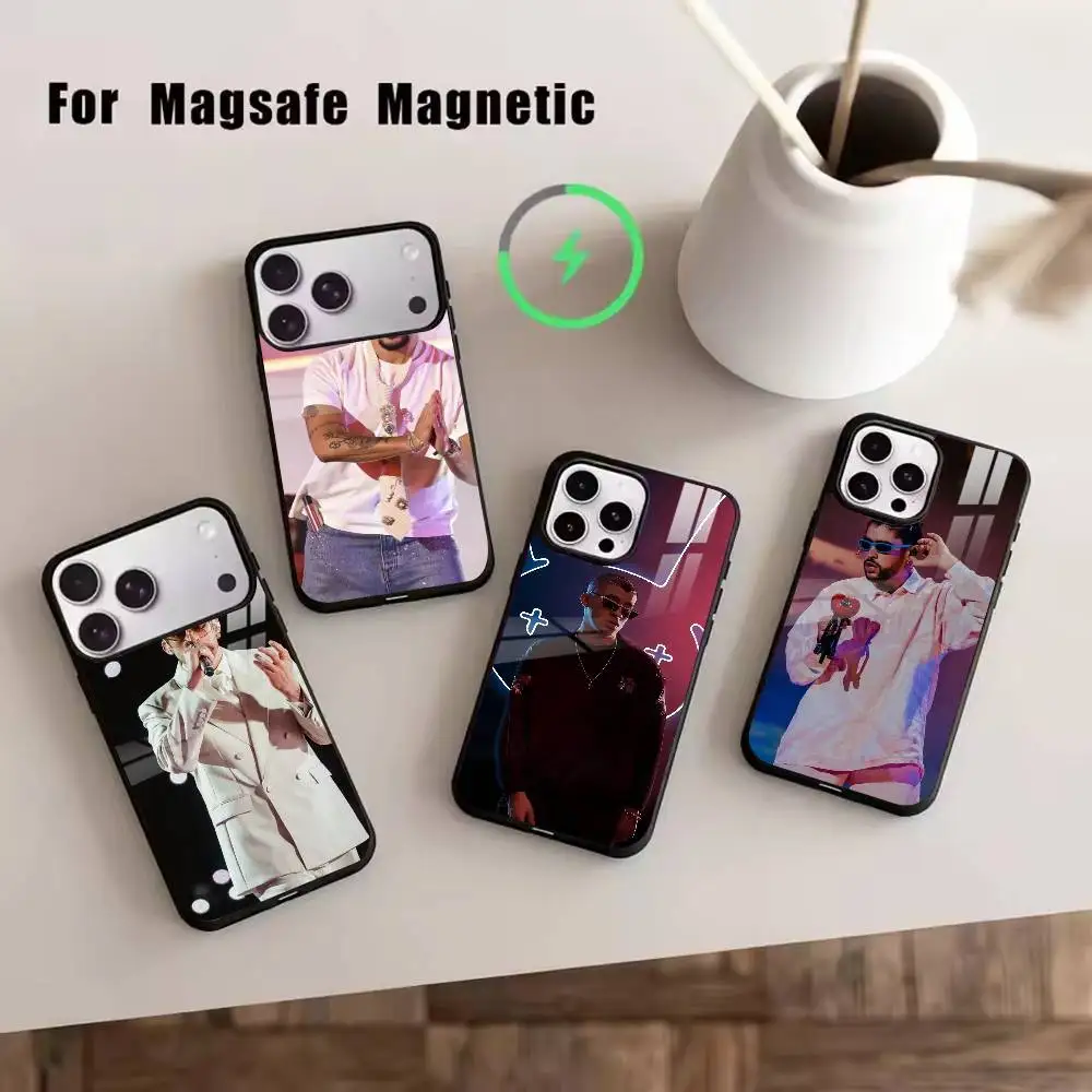 

male singer-Bad Bunny Phone Case For iPhone17,16,15,14,13,12,11 Plus,Pro Magnetic with Magsafe Wireless Charging