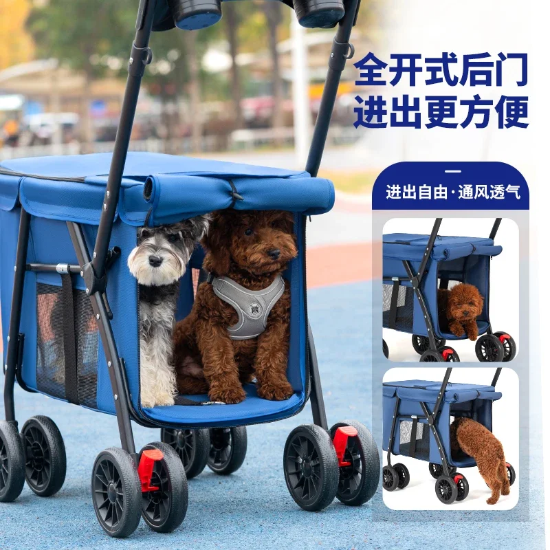 Medium and large dog pet cart Golden Retriever Giant dog out trolley Foldable elderly dog disability assistance car