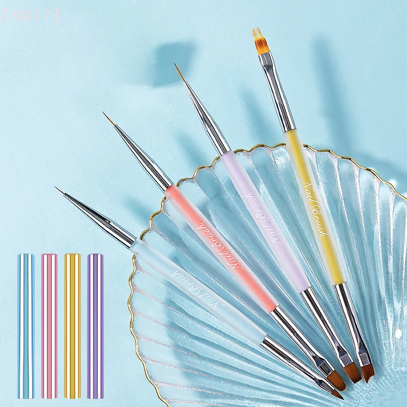 مزدوج الرأس كريستال أكريليك مقبض فرشاة الأظافر بطانة فرشاة اللوحة القلم هلام فرشاة كريستال مسمار الفن مانيكير