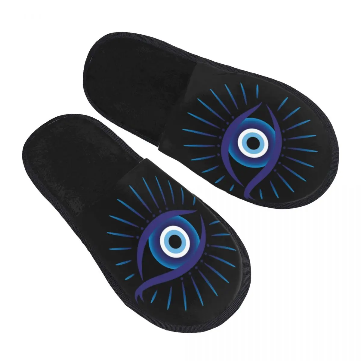 Custom Print Women Evil Eye House Slippers Soft Warm All Seeing Eye Charm Hamsa Memory Foam Fluffy Slipper Indoor Outdoor Shoes