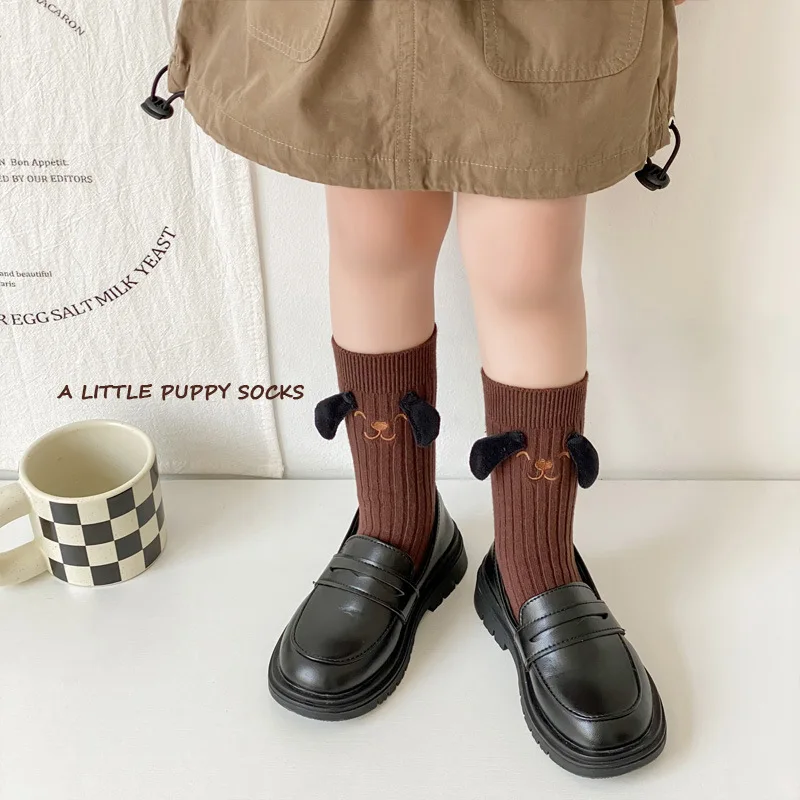 

Cute Cartoon Puppy Long Socks For Children Spring Autumn Middle Tube Sock 0-3year Girls Cotton Socks Solid Color Baby Footwear