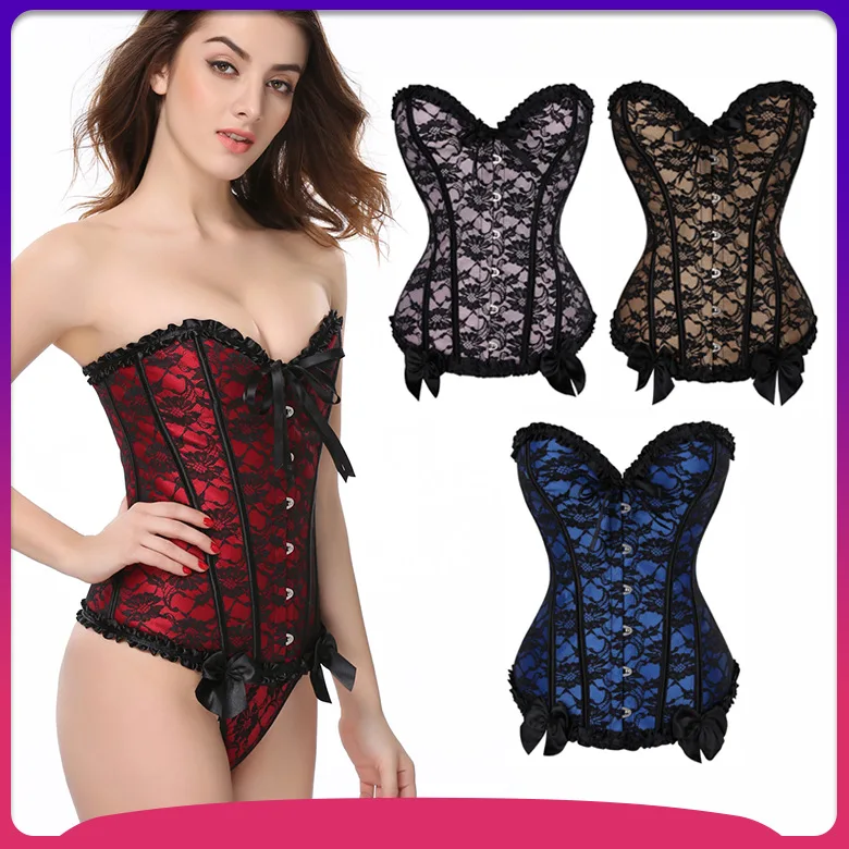

New shapewear waist support chest mesh lace tight belly European and American court corset