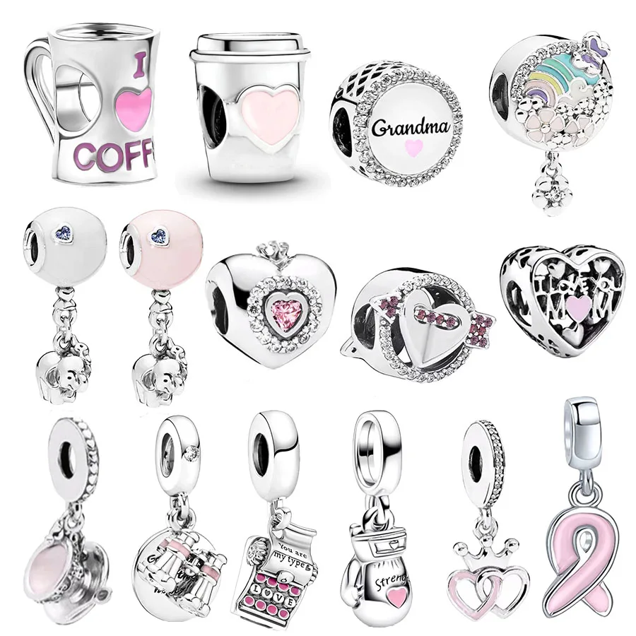 Take a Break Koffiekop & Bokshandschoen Dangle Charm Hot Sale Bead Fit Origineel Zilver 925 Pan Merk Armband Dames Sieraden Cadeau