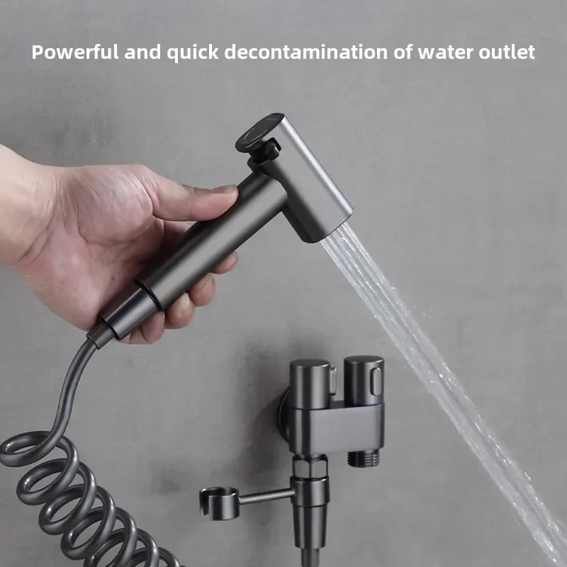 1-in-2-out Dual Control Valve, Double Control Mini Shower,Extra Long Hose High Pressure Bathroom Faucet Kit for Bidet And Shower