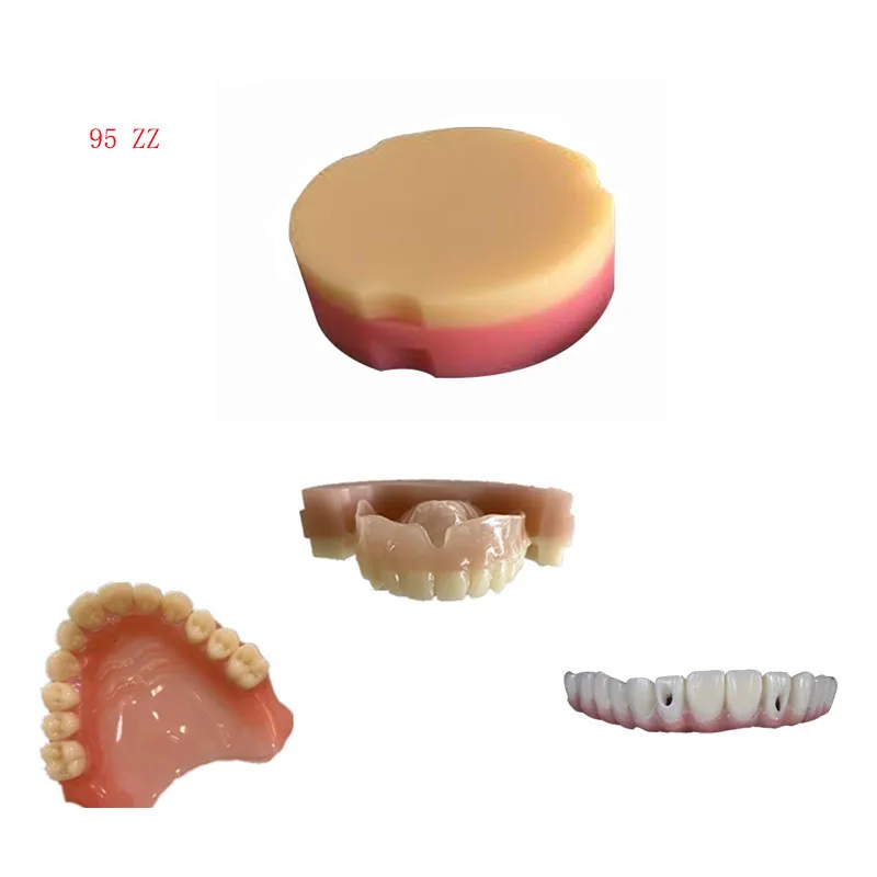 1 sztuka Dental PMMA żywica Disc dwuwarstwowy podwójny kolor do zdejmowanej protezy 95 ZZ 22-30mm materiały stomatologiczne narzędzia produkty