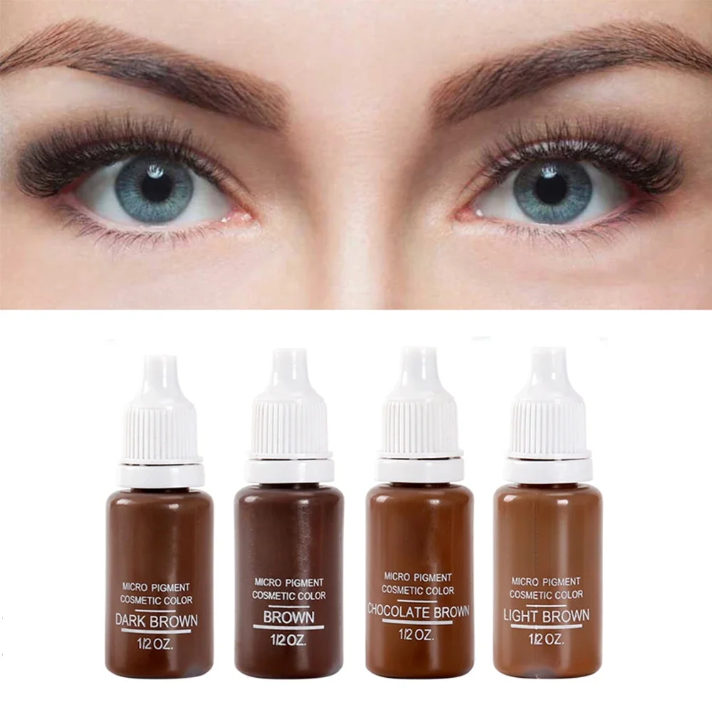 

4 colors Black Permanent Makeup Micro pigments Set Tattoo Ink Cosmetic 15ml Kit For Tattoo Eyebrow Lip Make up Mixed color
