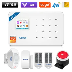 KERUI W184 Tuya Smart WIFI en casa GSM 4G sistema de alarma antirrobo alarma de seguridad para el hogar aplicación Control Sensor de movimiento 6 idiomas garaje