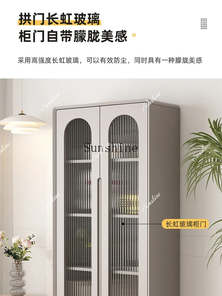 Solid wood combination with glass door Cream wind locker Living room storage Bookshelf cabinet  FT - view 4