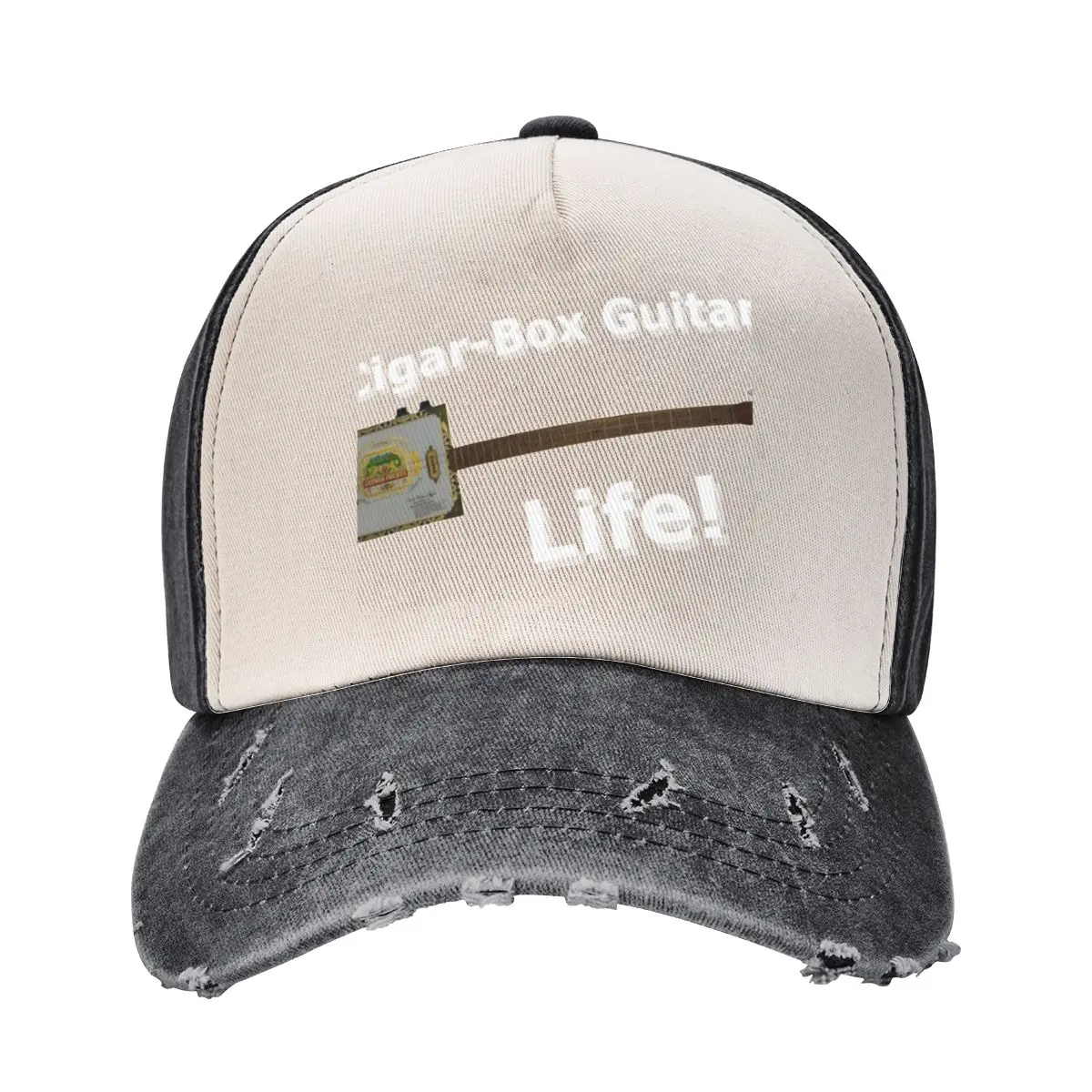 Cigar-Box Guitar Life 1 White Letters Baseball Cap custom Hat Thermal Visor Sunhat Female Men's