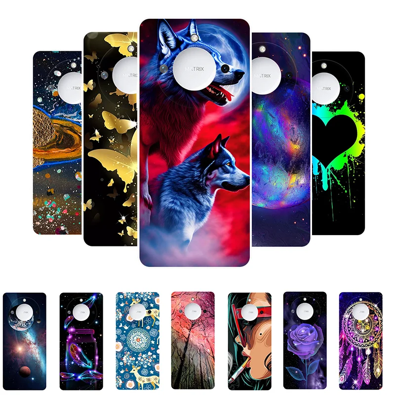 For Honor X9C Smart Case Shockproof Painted Silicone Soft Back Cover For Honor X9c X 9c Smart TPU Case HonorX9C Smart Wolf Cat