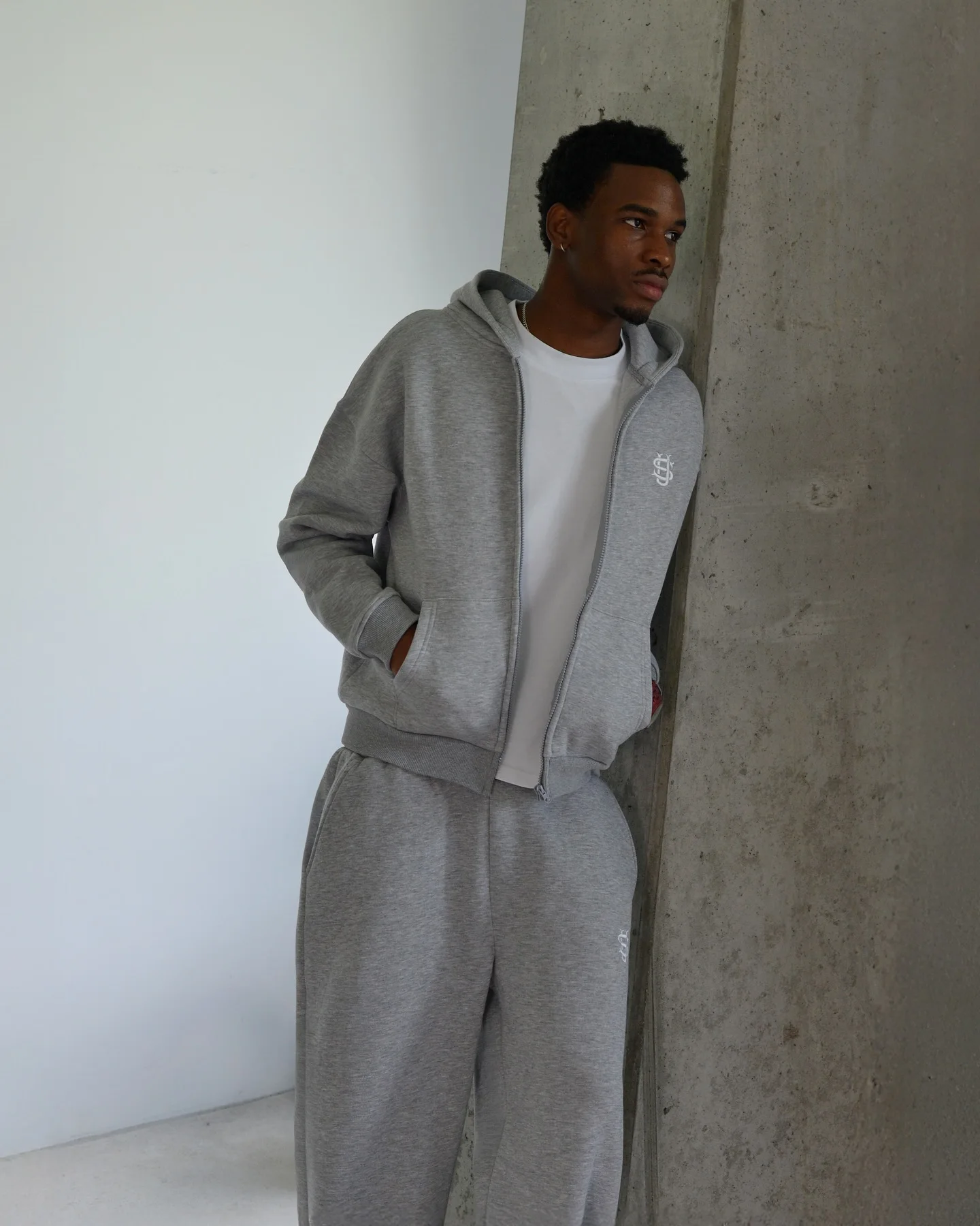 Embroidered casual zipper hoodie sweatpants two-piece set Y2K clothing men's hip-hop oversized sweatpants casual pants