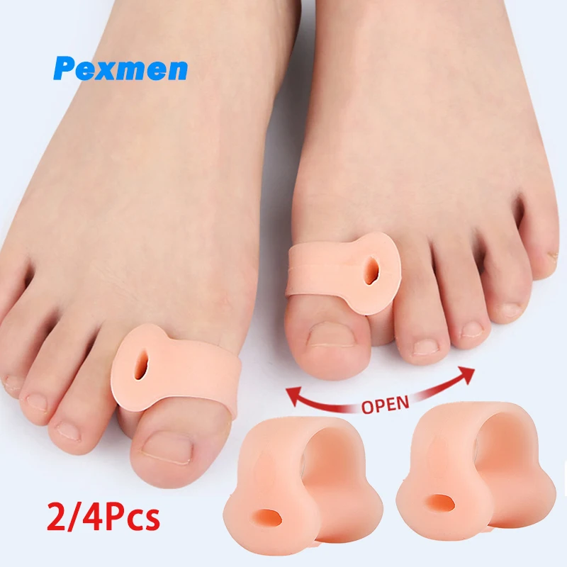 Pexmen 2/4 Stuks Teen Separator Bunion Corrector Gel Teen Spacer Teen Protector Relief Pijn van Bunion Overlappende en Drifted Toe