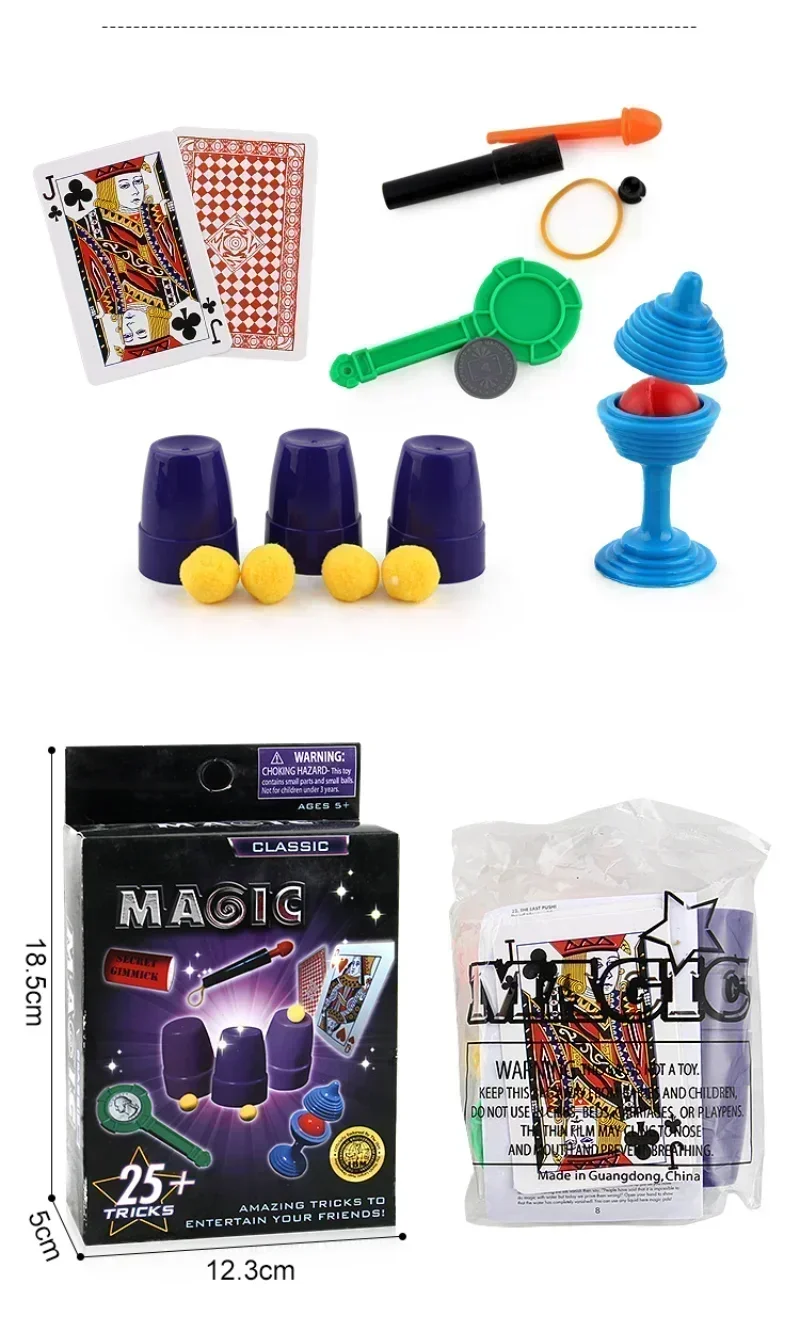 Ensemble d'accessoires magiques amusants pour enfants, tours de magie, kit intérieur de maire, accessoires de spectacle, jouet de puzzle, nouveau