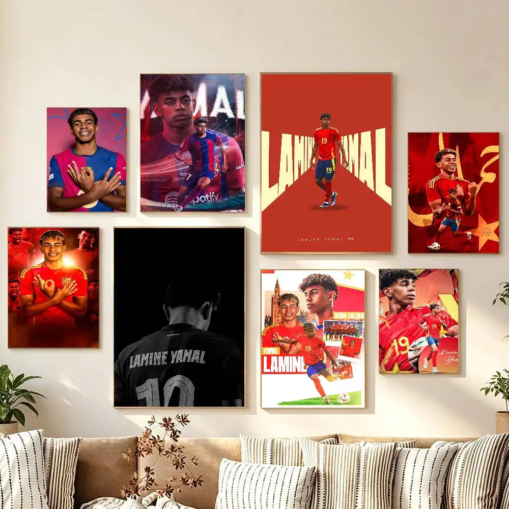 Po-pular- Fo-o-tball S-tar-s- L-Lamine Y-Yamal Paper Print Home Living Room Bedroom Entrance Bar Cafe Art Painting Decoration