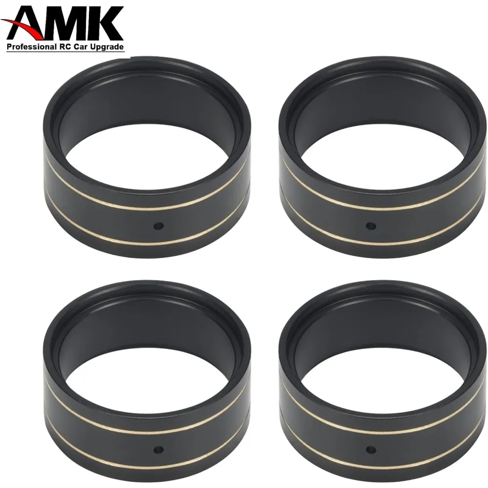 4Pcs TRX4M SCX24 Brass Weight 1.0 Beadlock Wheels Electrophoretic Black Bead Lock Ring for 1/24 RC Crawler Updates 1/18 Scale