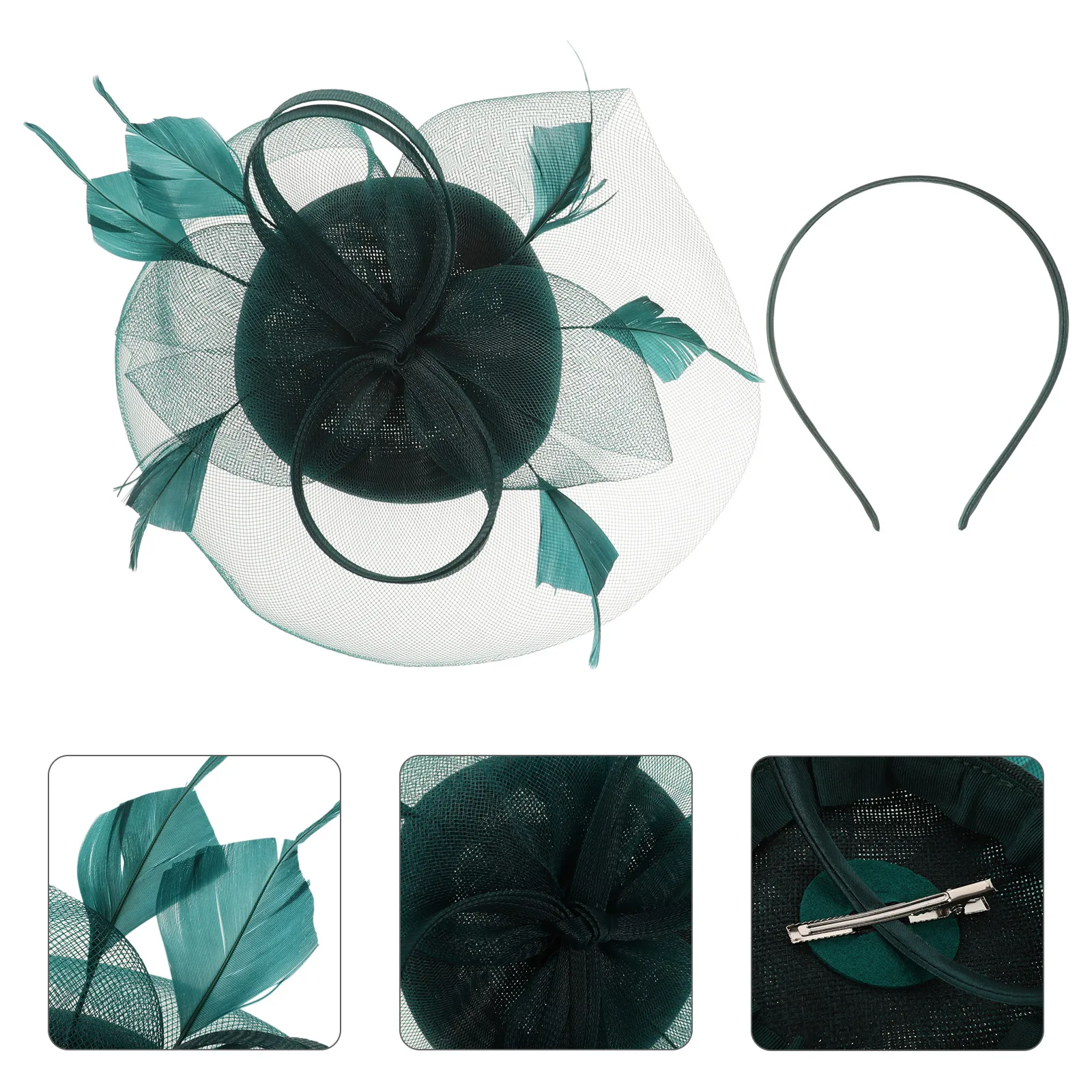 

Bridal Hair Accessories Hairband Hairpin Hat Headband Fascinators for Women Hats Tea Party Folding Woman Dark Green Miss