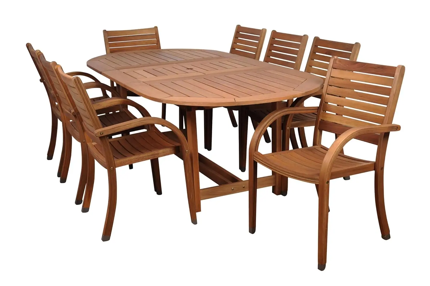 

9 Piece Oval Outdoor Dining Set Eucalyptus Wood Weather-Resistant Patio Backyard Furniture Customized