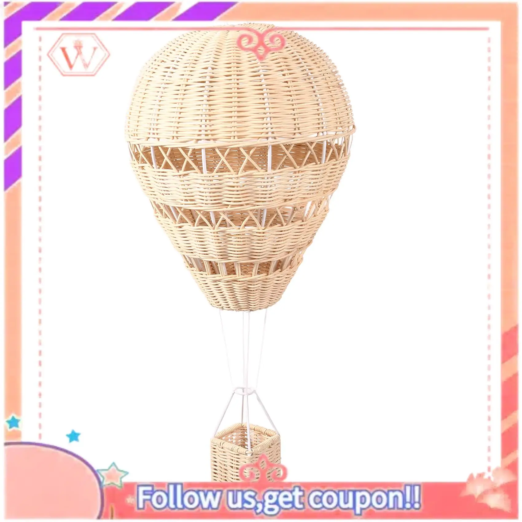 

Upgraded Hand-Woven Rattan Hot Air Balloon Children's Room Wall Decoration Bohemian Nursery Decoration Photo Props