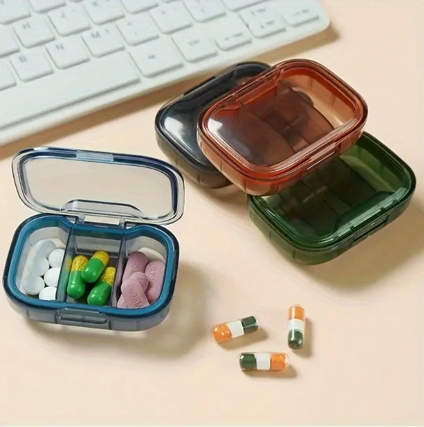1A Tragbare Mini-Pillendose - Täglicher Medikamenten-Organizer, Medikamenten-Teiler für den Einsatz jederzeit und überall, Pillendose für Sonntagsreisen, staubdicht – Detail 3