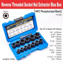 14 PCS Impact Bolt Nut Remover Set,3/8