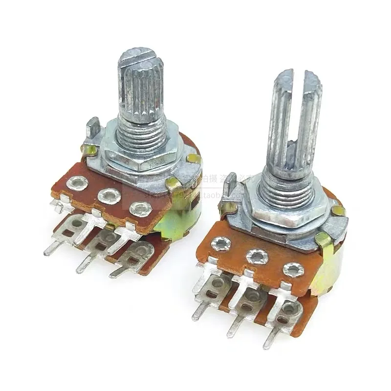 10PCS WH148 Potentiometer B1K B2K B5K B10K B20K B50K B100K B500K Linear Potentiometers 6Pin 20mm Shaft with Nuts and Washers Kit