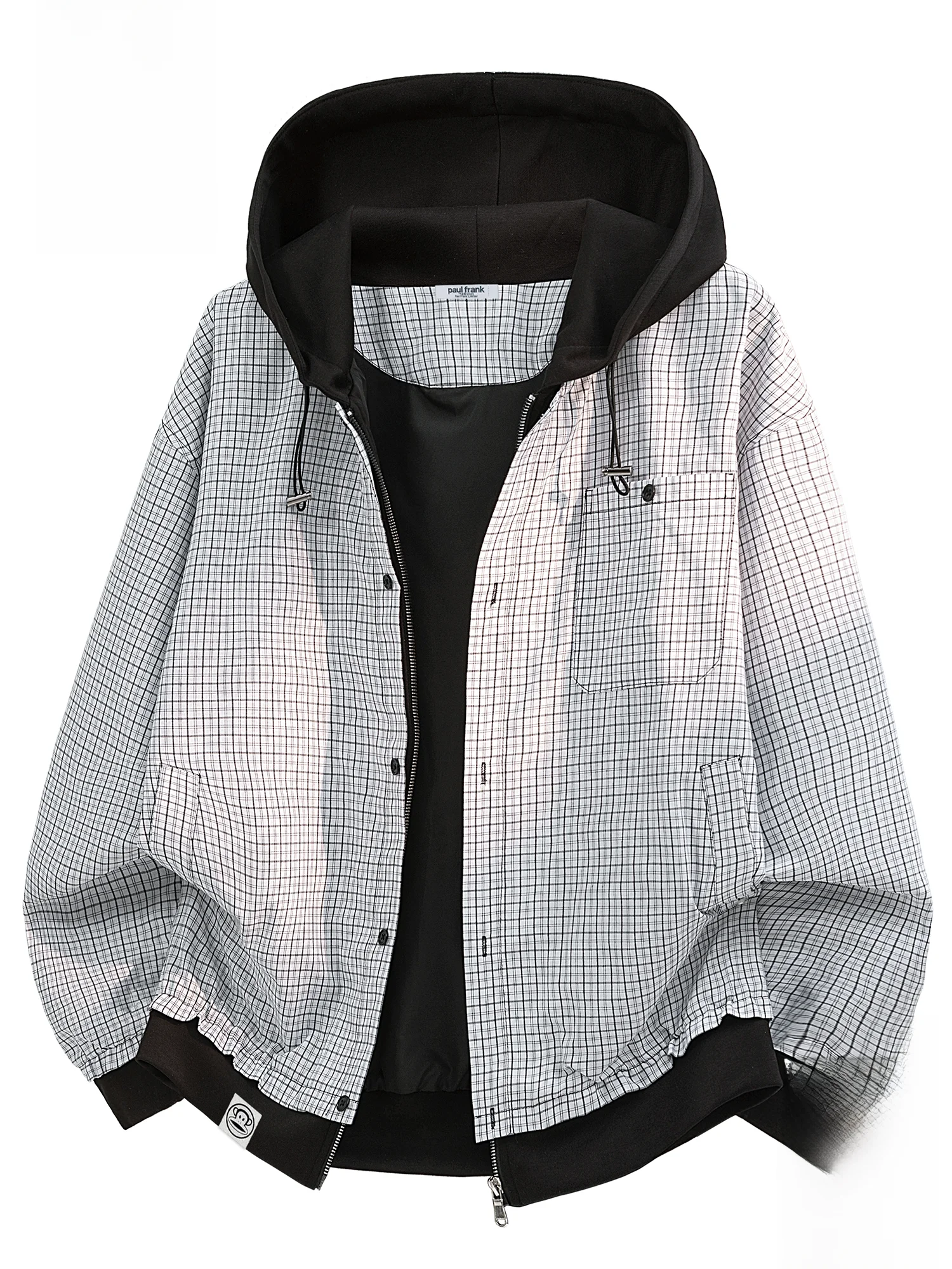 

Loose Fit Casual Monkey Hooded Jaet Men's Spring New Sle Polyester Fiber Long Sve Zipper Closure Patterned