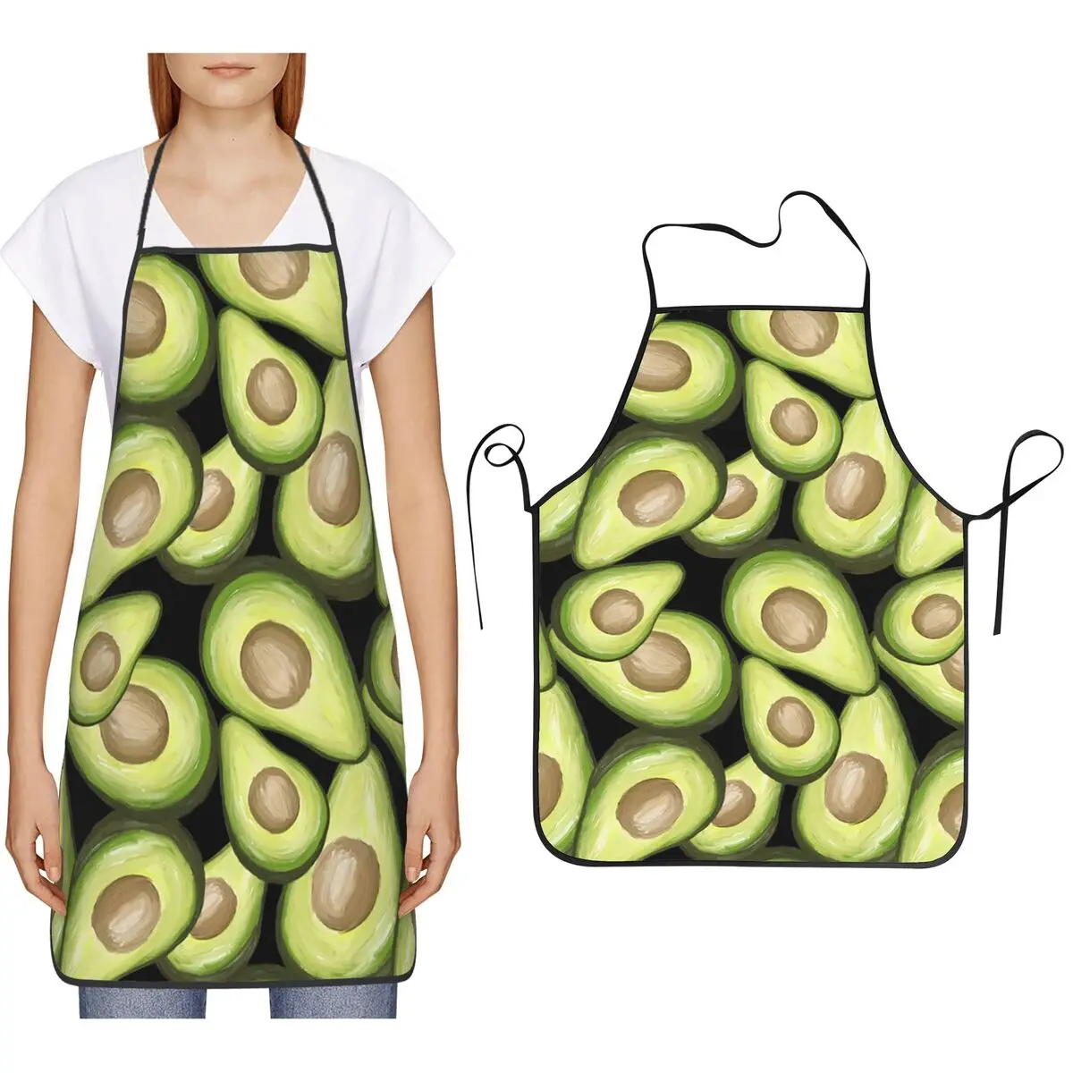 

Фартук с рисунком авокадо, художественный узор, фартук для шеф-повара, приготовления пищи, выпечки, нагрудник, кухонный сарафан для чистки для женщин и мужчин, живопись