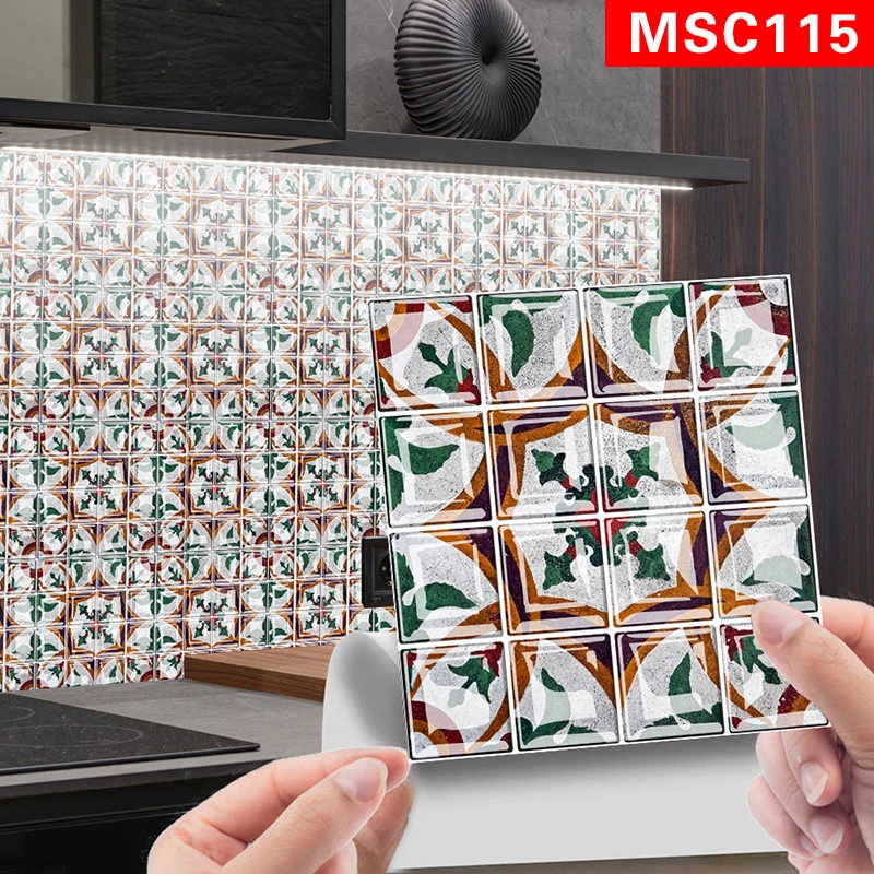 Azulejos de mosaico de cristal para pared, pegatinas 3D de vidrio autoesmaltado, para baño, cocina, salpicaduras de espalda, 10 piezas