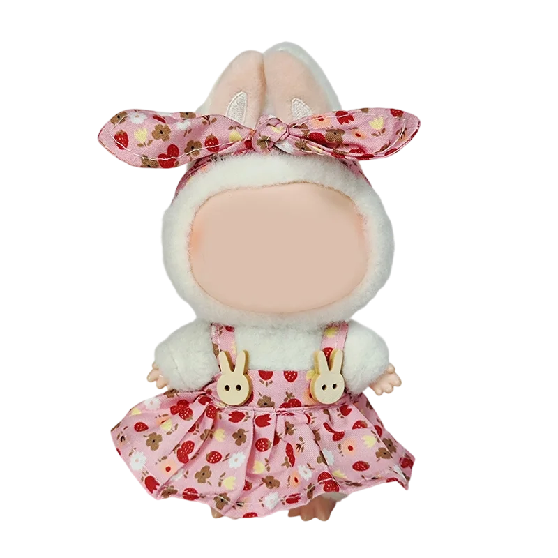 Vêtements de poupée Labubu de 17cm, accessoires, robe florale douce avec bandeau, poupées en peluche, changement de vêtements, cadeaux, jouets de jeu de simulation