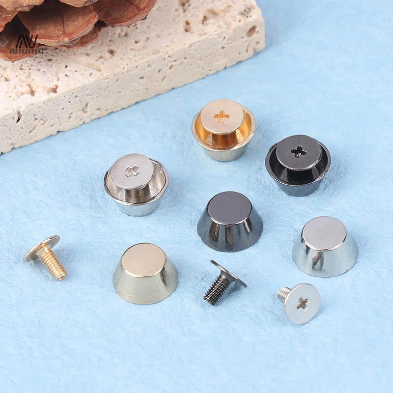 10sets  Metal Bag Legs Bottom Rivets For DIY Leather Studs Bag Wear Protection Rivets For Bag Bottom Bag Belt Accessories