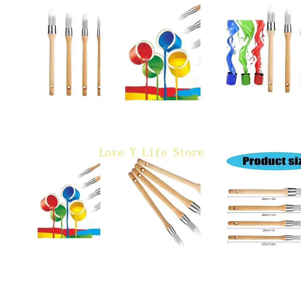 L74C 4PCS يمس بفرش الطلاء فرش محمولة لزوايا الطلاء وحواف الجدار والأثاث