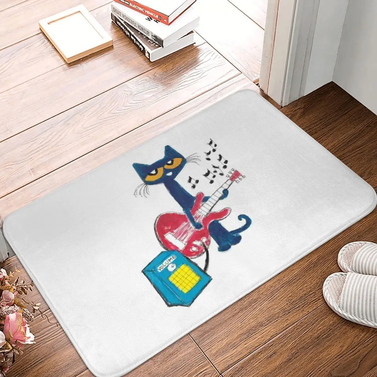 Pete The Cat Playing Guitar Doormat Kitchen Entrance Home Floor Mat Anti-slip Carpet Rug for Bathroom Footpad Mats