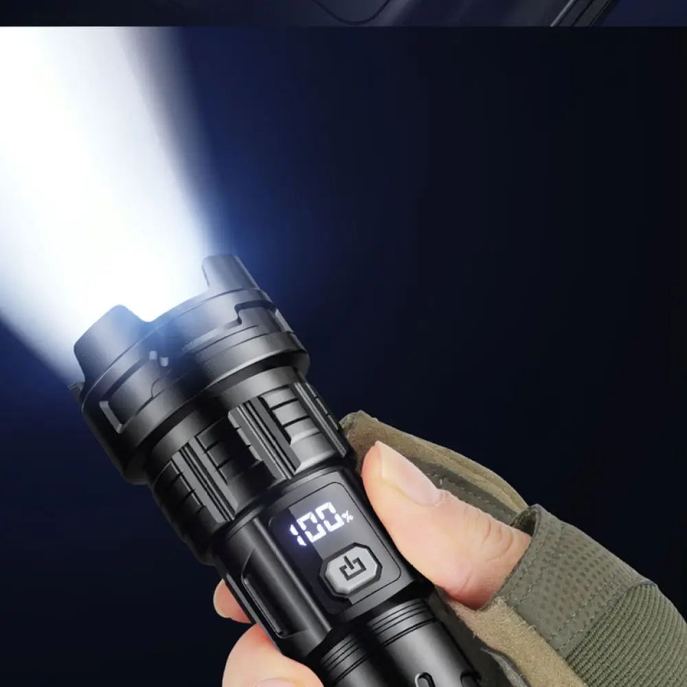 Adjustable Zoom LED Torch Rechargeable Flashlight Portable Light For Outdoor Camping Hiking Emergency Patrol Security Use