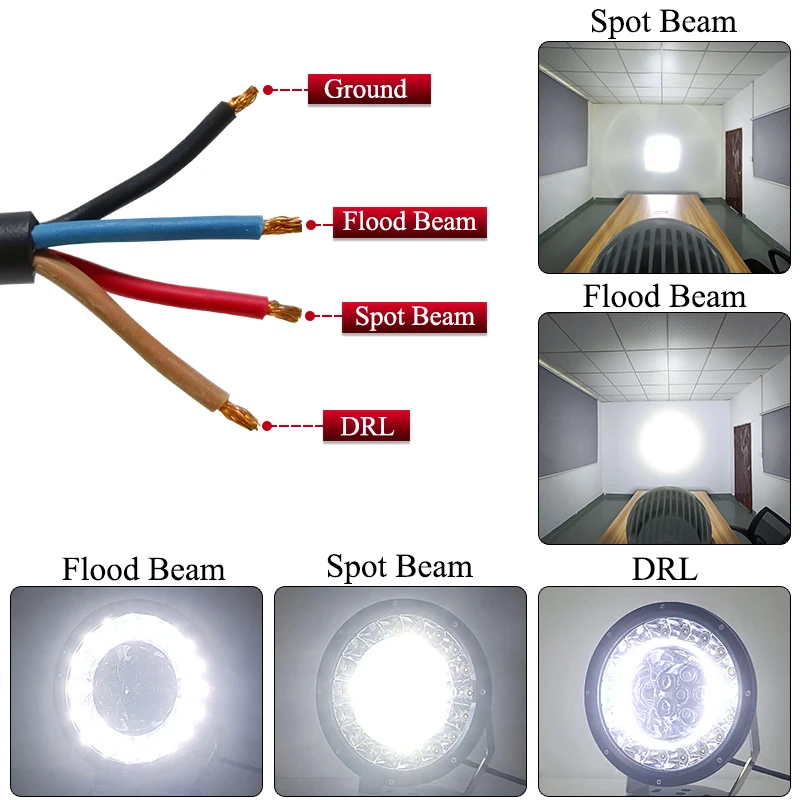 CREK Round 4x4 off Road LED Headlight Spotlight 9inch 12V 24V Ship Search Work Lights 9 inch Car Spot Light Camper Searchlight