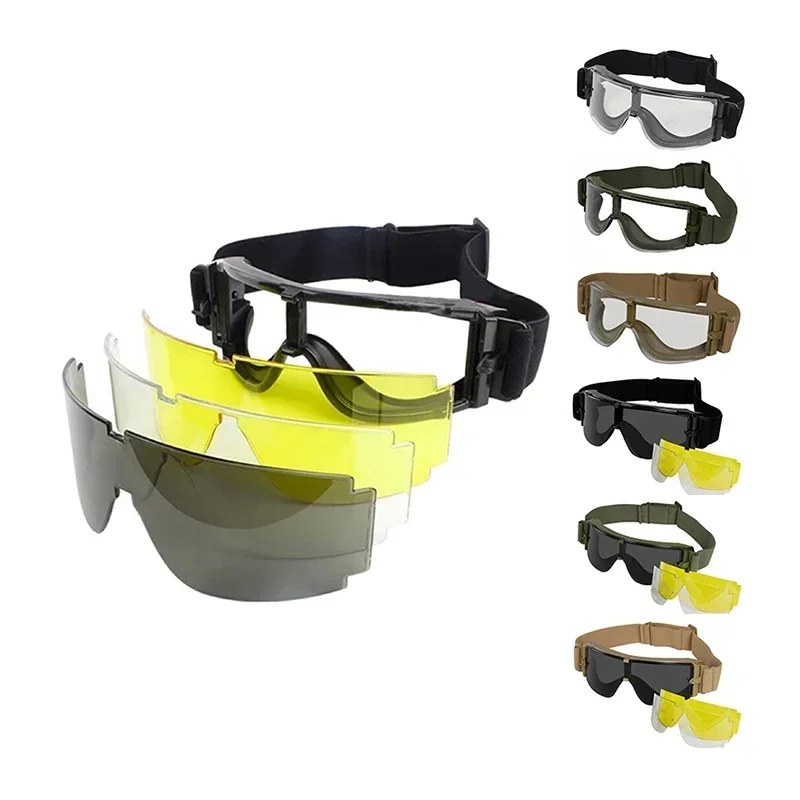 AliExpress ERQYGRA Tactical Hiking Eyewear Airsoft ATF GOGGLE SET 3 Lens Windproof Cycling Mountaineering Paintball Glasses Sports Safety