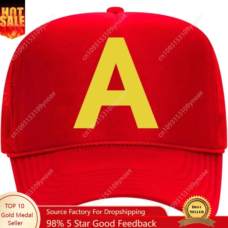 Capital Letter A Trucker Hat Chipmunks Hats Red Blue Green Kids Men Women Baseball Hats Adjustable Embroidered Letter Cap